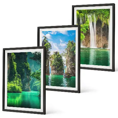 Wanddecoratieset schilderijen groene landschappen met watervallen