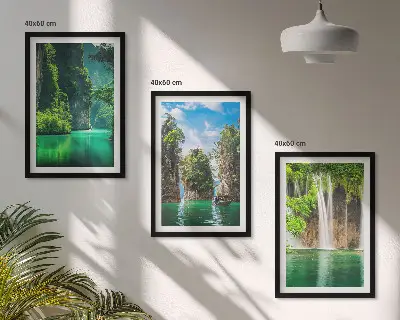 Wanddecoratieset schilderijen groene landschappen met watervallen