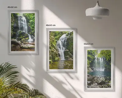 Wanddecoratieset schilderijen groene watervallen in de natuur