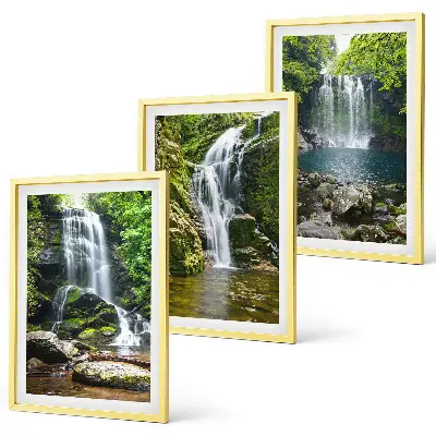 Wanddecoratieset schilderijen groene watervallen in de natuur