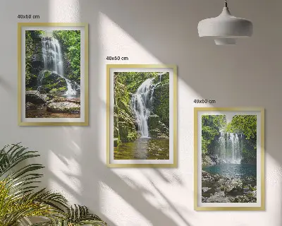 Wanddecoratieset schilderijen groene watervallen in de natuur