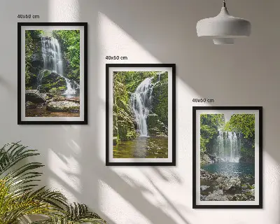 Wanddecoratieset schilderijen groene watervallen in de natuur