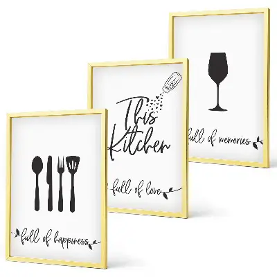 Wanddecoratie set schilderijen met keukengerei motieven