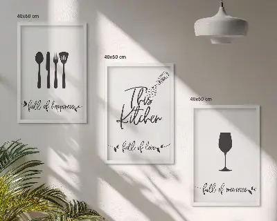 Wanddecoratie set schilderijen met keukengerei motieven