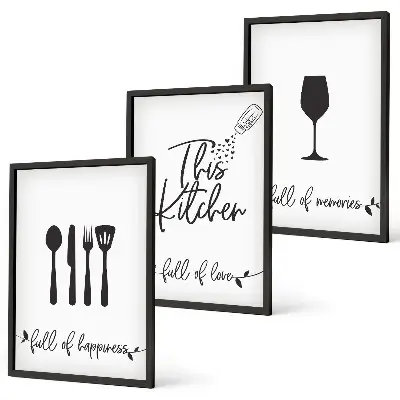 Wanddecoratie set schilderijen met keukengerei motieven