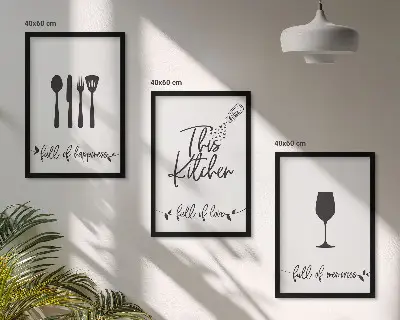 Wanddecoratie set schilderijen met keukengerei motieven