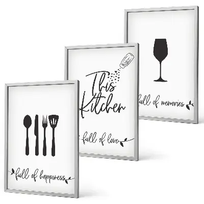 Wanddecoratie set schilderijen met keukengerei motieven