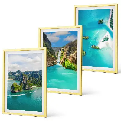 Wanddecoratie set schilderijen tropische eilanden met turkoois water