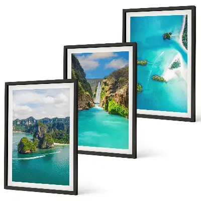 Wanddecoratie set schilderijen tropische eilanden met turkoois water