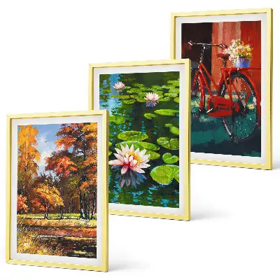 Wanddecoratie set schilderijen herfstkleuren lelie op het terras