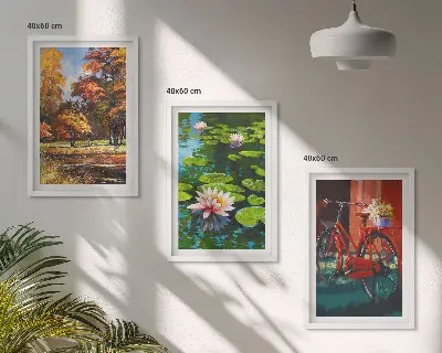 Wanddecoratie set schilderijen herfstkleuren lelie op het terras