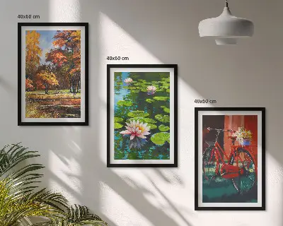 Wanddecoratie set schilderijen herfstkleuren lelie op het terras