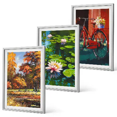 Wanddecoratie set schilderijen herfstkleuren lelie op het terras