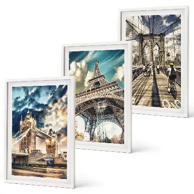 Wanddecoratie set schilderijen Mosty wieże europejskie miasta