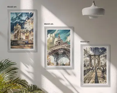 Wanddecoratieset schilderijen Europese stadsgezichten met bruggen en torens