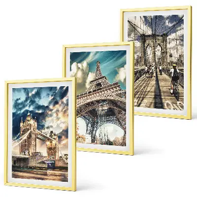 Wanddecoratieset schilderijen Europese stadsgezichten met bruggen en torens