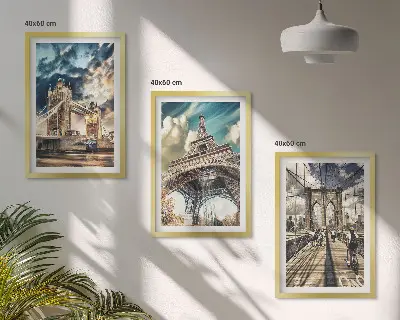 Wanddecoratieset schilderijen Europese stadsgezichten met bruggen en torens
