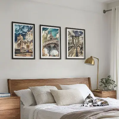 Wanddecoratieset schilderijen Europese stadsgezichten met bruggen en torens