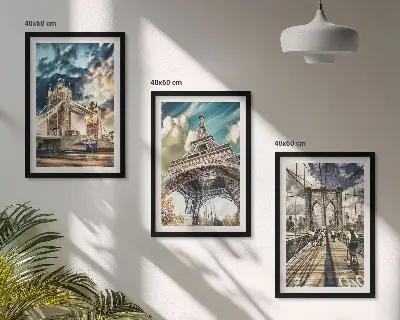Wanddecoratieset schilderijen Europese stadsgezichten met bruggen en torens