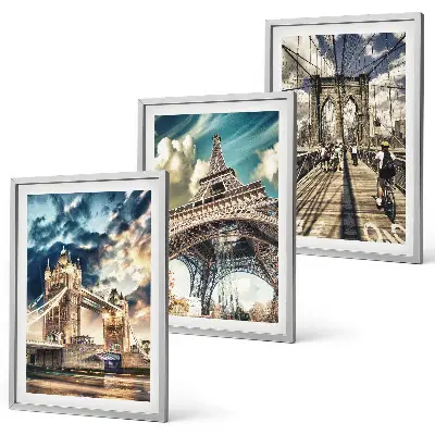 Wanddecoratieset schilderijen Europese stadsgezichten met bruggen en torens
