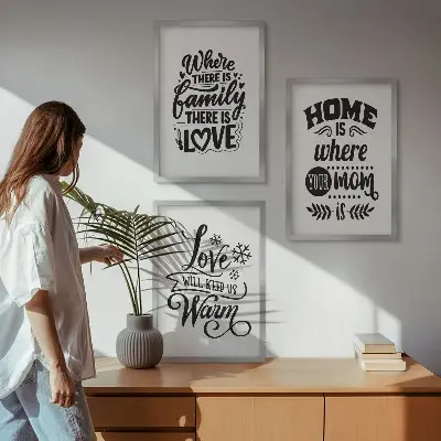Fotowand met de tekst familie liefde thuis warmte