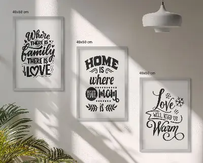 Fotowand met de tekst familie liefde thuis warmte