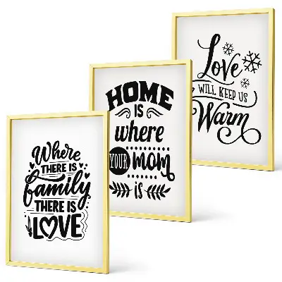 Fotowand met de tekst familie liefde thuis warmte