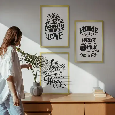 Fotowand met de tekst familie liefde thuis warmte