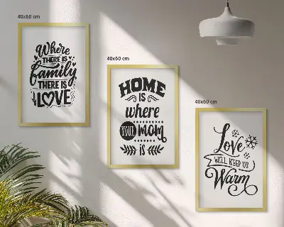 Fotowand met de tekst familie liefde thuis warmte