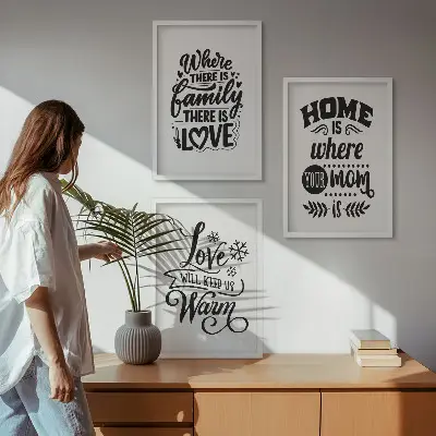 Fotowand met de tekst familie liefde thuis warmte