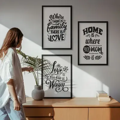Fotowand met de tekst familie liefde thuis warmte