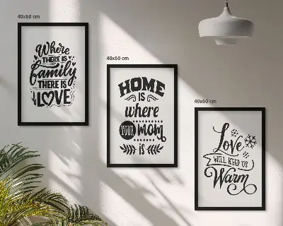Fotowand met de tekst familie liefde thuis warmte
