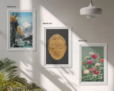 Set schilderijen voor wanddecoratie met Japanse natuur en Japandi cultuur