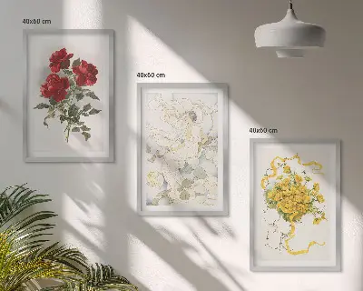 Fotowand met rode rozen en een witte figuur