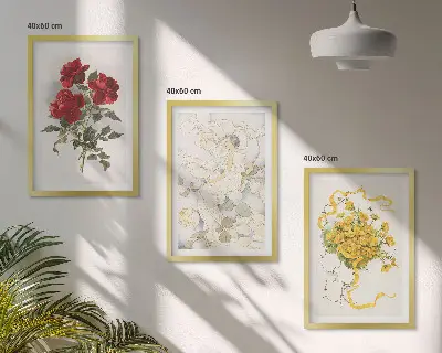 Fotowand met rode rozen en een witte figuur