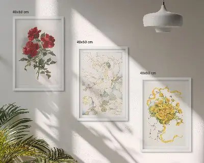Fotowand met rode rozen en een witte figuur