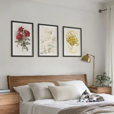 Fotowand met rode rozen en een witte figuur