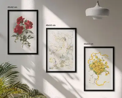 Fotowand met rode rozen en een witte figuur