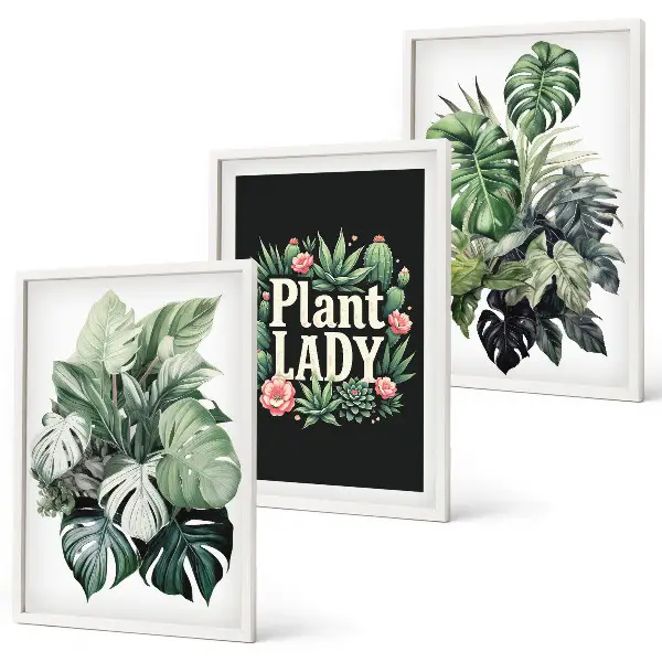 Wanddecoratie set schilderijen tropische planten Plant Lady