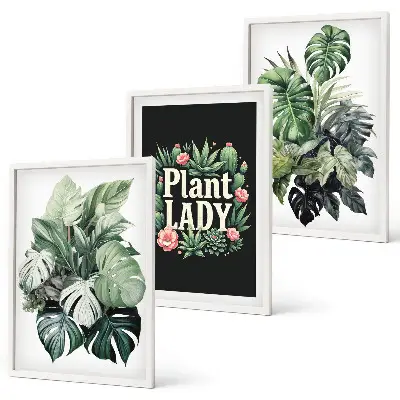 Wanddecoratie set schilderijen tropische planten Plant Lady
