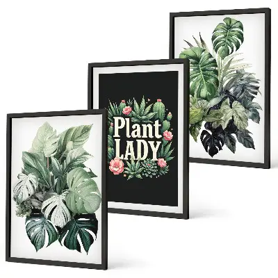 Wanddecoratie set schilderijen tropische planten Plant Lady
