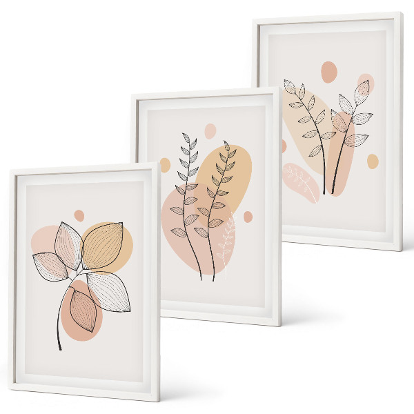 Wanddecoratie set schilderijen Rysunki roślinne pastelowe