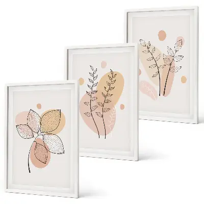 Set van botanische schilderijen pastelkleurige plantentekeningen