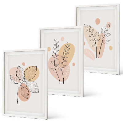 Wanddecoratie set schilderijen Rysunki roślinne pastelowe