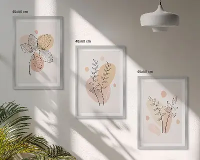 Set van botanische schilderijen pastelkleurige plantentekeningen