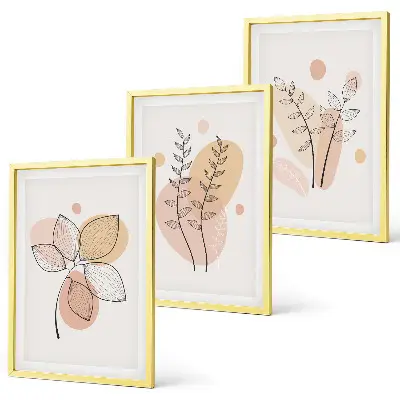 Set van botanische schilderijen pastelkleurige plantentekeningen