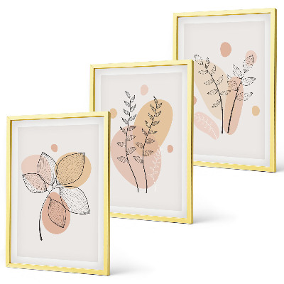 Wanddecoratie set schilderijen Rysunki roślinne pastelowe