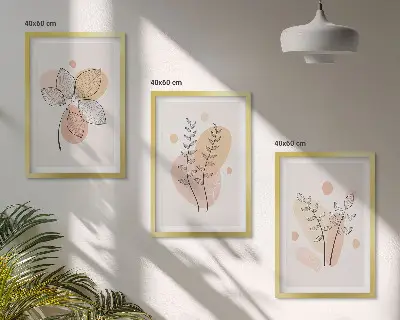 Set van botanische schilderijen pastelkleurige plantentekeningen