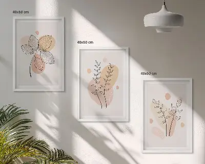 Set van botanische schilderijen pastelkleurige plantentekeningen