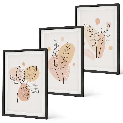 Set van botanische schilderijen pastelkleurige plantentekeningen